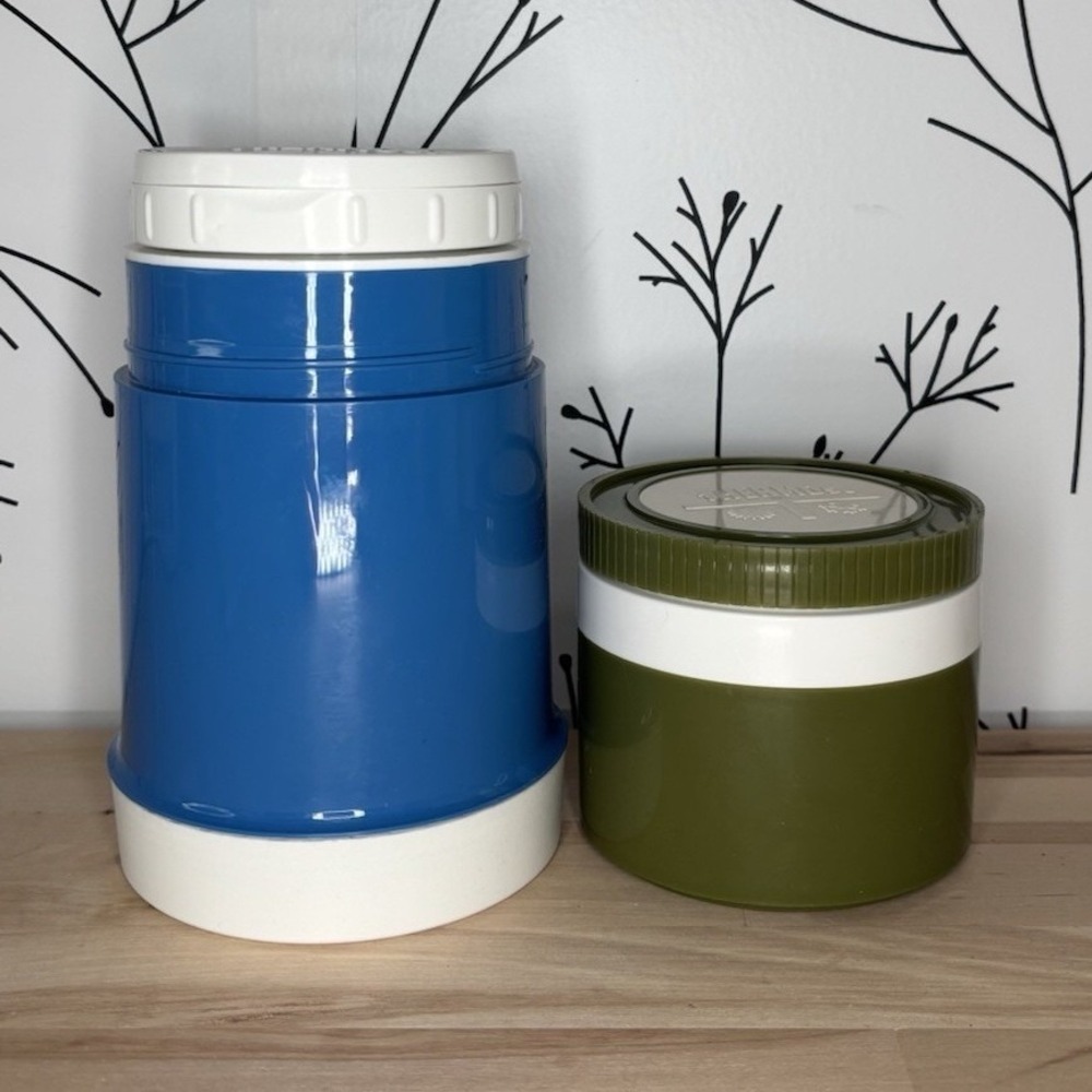 VTG Thermos Blue Insulated Food Jar 10oz/16oz & Green Insulated Food Jar 1155/3
